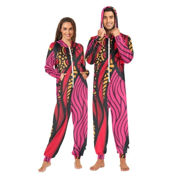 Art Abstract Pattern Adult onesie Pajamas, Crystal Velvet Ultra Soft Warm Jumpsuit for Men and Women