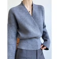 thumbnail image 5 of AOSSVIAO-suéter de punto con cuello en V para mujer, Jersey cálido, suelto, Base, Tops, otoño e invierno, 2024, 5 of 5