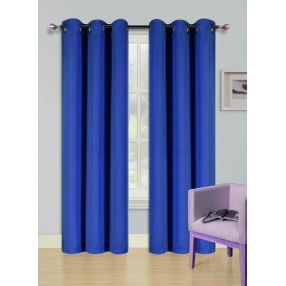 Set of 2 panels K68 royal blue color blackout unlined thermal light blocking drapes for living room window curtain top grommets noise reducing 37" wide X 63" length each panel