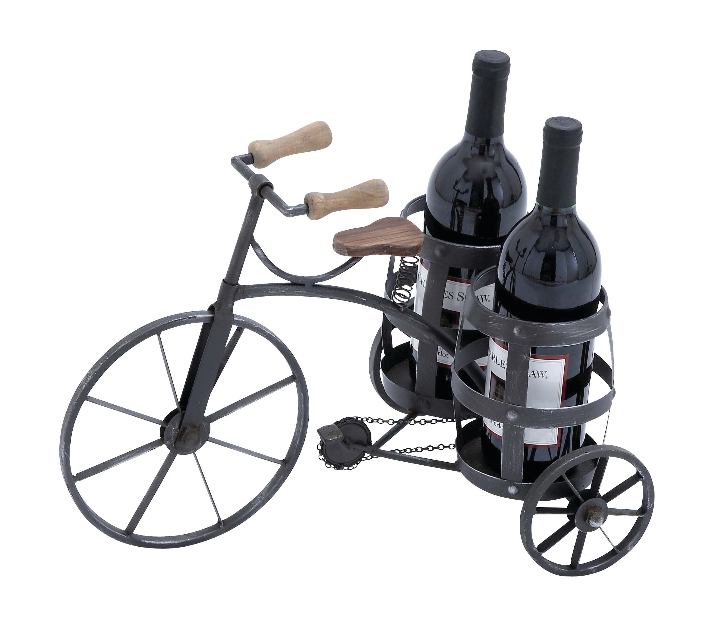Gnome with Flowers Riding Bike Wine Bottle Holder