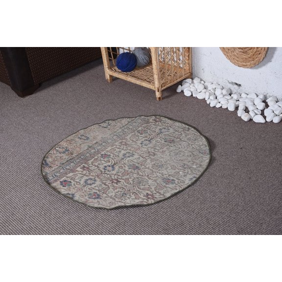 Vintage Rug, Wool Rugs, 2.7x2.7 ft Small Rug, Moroccan Rug, Turkish Rug