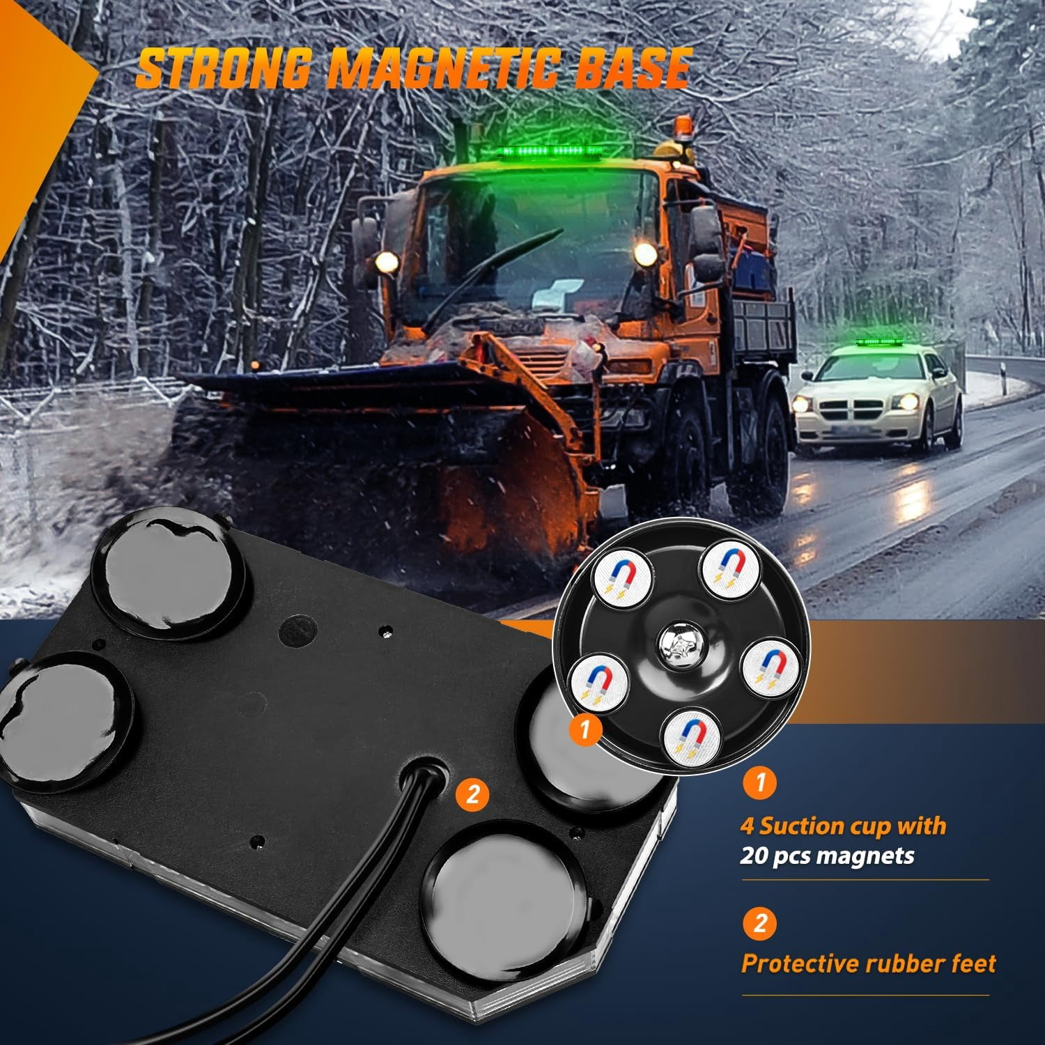 Nilight 42 Led Roof Top Strobe Lights Hazard Emergency Safety Warning Led Flashing Light Bar w/Control Panel Magnetic Mount 12V 24V Car Truck Tractor Snow Plow Construction Vehicles