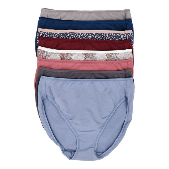Felina Women's Soft Silky Pull-On Full Coverage Hi-Cut Brief 8-Pack Multi L, NWT