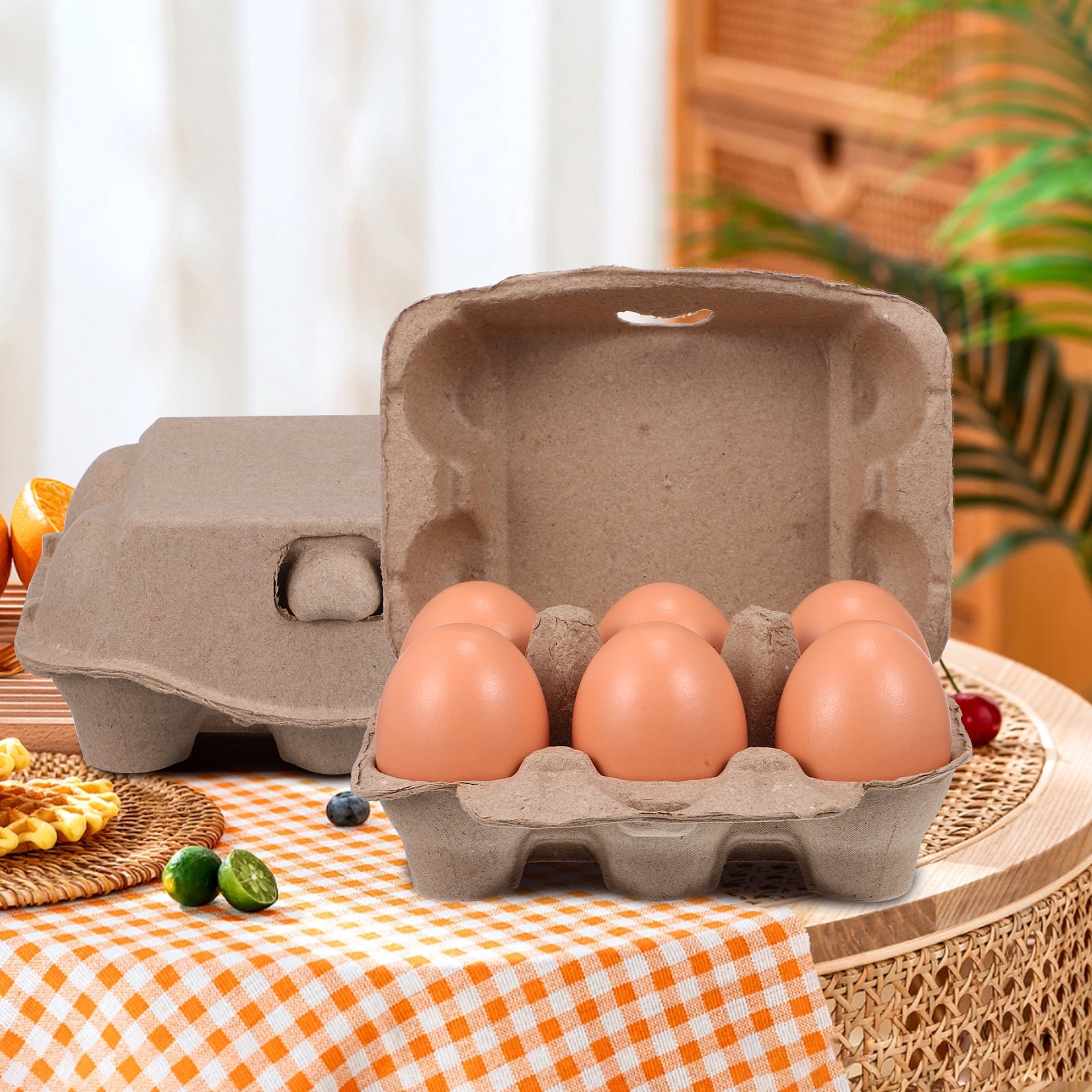 Blank Egg Cartons Bulk 25 Pack- Holds Up to Half Dozen 6 Count Eggs Cardboard Thickness Natural Pulp Egg Boxes
