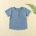 thumbnail image 3 of Hinvhai Boys Cotton Shirt Toddler Boys Pocket Button Short Sleeve T Shirt Tees Tops Blue 100, 3 of 3
