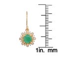 thumbnail image 3 of 10k Yellow Gold Genuine Round Emerald and Diamond Vintage Style Halo Earrings, 3 of 5