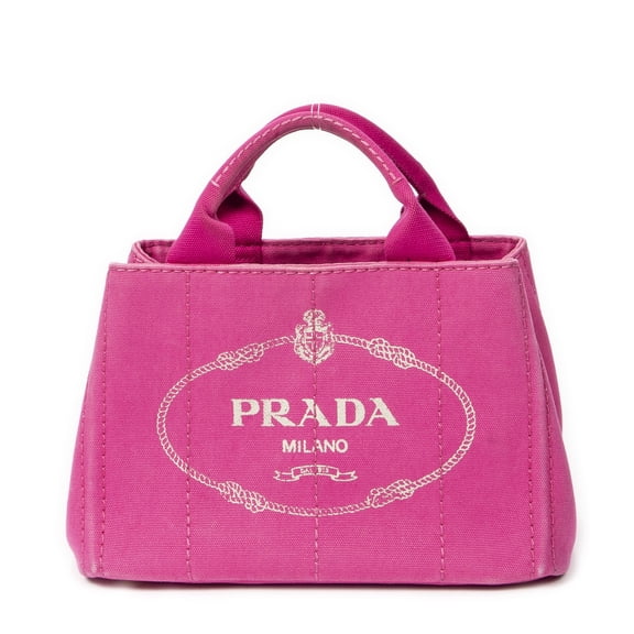 Pre-Owned Prada Pink Small Canapa Tote Handbag Canapa Canvas