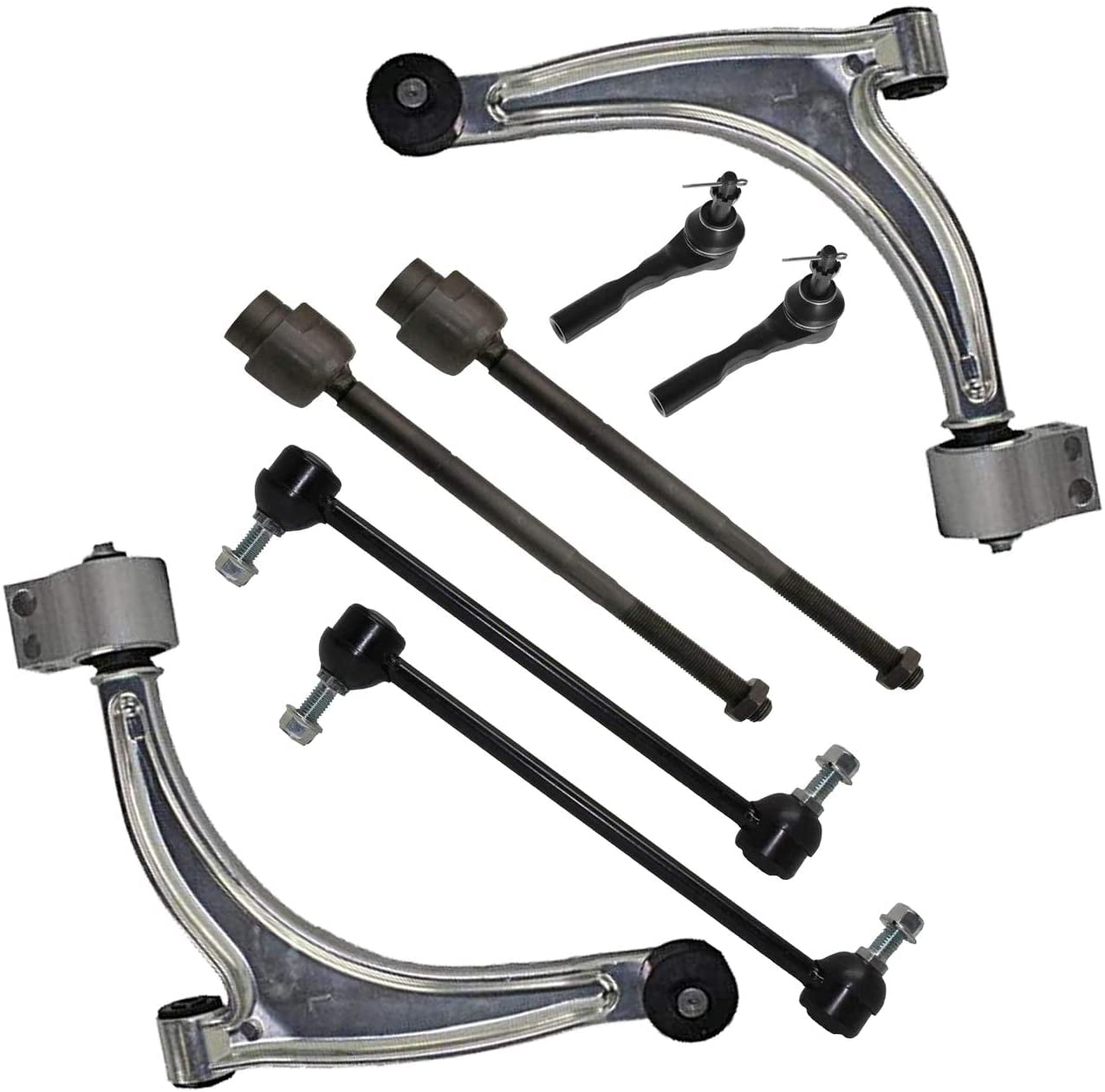 All Inner & Outer Tie Rods 2 4 Complete 10-Piece Front Steering Kit - Front Sway Bar Links 2 Both Front Lower Ball Joints Fit Steel Control Arms Only 2 Tie Rod Boots