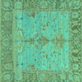 thumbnail image 1 of Ahgly Company Indoor Square Oriental Turquoise Blue Traditional Area Rugs, 5' Square, 1 of 4