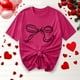 thumbnail image 2 of Primavera Top Mujeres Moda Casual Nueva Cinta de Arco Impresa Cuello Redondo Camiseta de Manga Corta, Camiseta de Cuello Tripulado, 2 of 8
