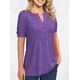 thumbnail image 4 of Camiseta Casual De Cuello Redondo Para Mujer, Camiseta Holgada De Verano Con Mangas Cortas, Botones, Plisado, Color Liso Y A La Moda., 4 of 4