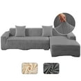 thumbnail image 2 of Super Thick Sectional Couch Covers L Shape Sofa Covers Stretch 2pcs Sofa Slipcovers for 3 Seater + 4 Seater Sectional Chaise Slipcover with 4pcs Pillow Covers for Pets, Grey Weave, 2 of 14