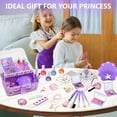 thumbnail image 4 of Rirool Kids Makeup & Nail Polish Kit for Girls - 2 in 1 Washable Cosmetic Set with Nail Dryer, Princess Crown & Jewelry - DIY Toys Gift for Ages 3-8 Purple, 4 of 7
