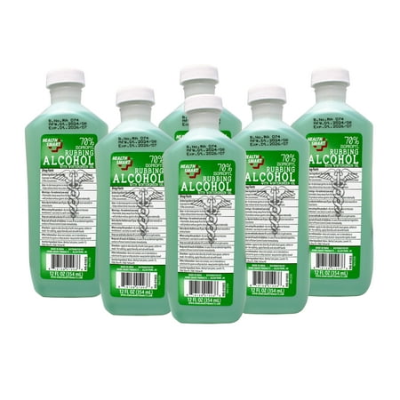 6 Pack - Health Smart 70% Isopropyl Rubbing Alcohol with Wintergreen Oil – Antiseptic & First Aid Solution, 12 oz