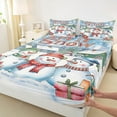thumbnail image 3 of Manfei Cute Snowman Full Size Sheets 4pcs for Children, Happy New Year Bed Sheets, Let It Snow Print Sheet Sets, Luxury Bedroom Decor, 3 of 7