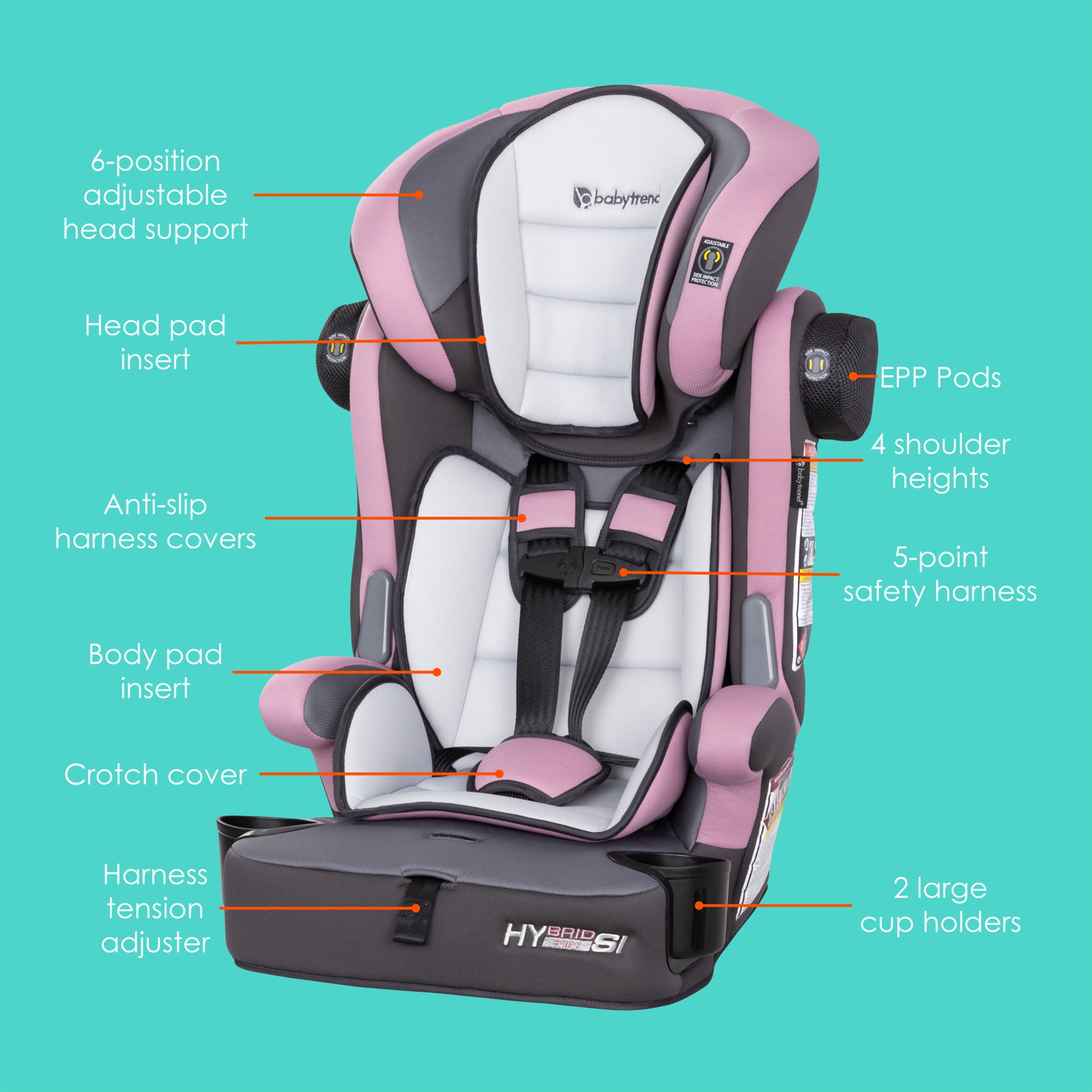 Baby Trend Hybrid SI 3-in-1 Combination Booster Car Seat with Side Impact Protection