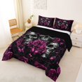 thumbnail image 2 of Castle Fairy Boho Skull Rose Queen Comforter Set 3 Pieces,Spooky Butterfly Comforter Sets Queen,Magenta Blacks,1 Comforter and 2 Pillowcases,Black Reversible, 2 of 6