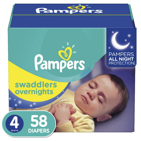Pampers Swaddlers Soft and Absorbent Overnights Diapers, Size 4, 58