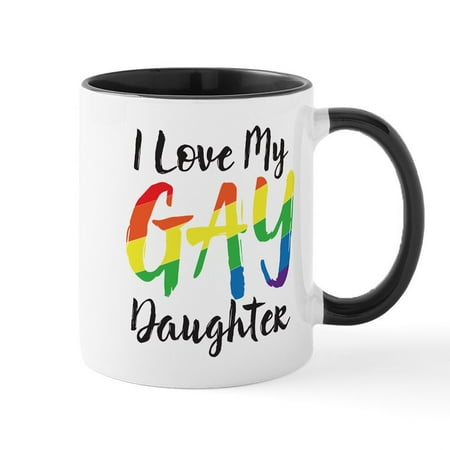 

CafePress - I Love My Gay Daughter Mug - 11 oz Ceramic Mug - Novelty Coffee Tea Cup