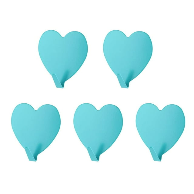 Ganchos de pared decorativos en forma de corazón, gancho para abrigos con llaves de acero inoxidable, gancho para colgar toallas autoadhesivo, pared adhesiva fuerte, 5 uds.