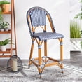 thumbnail image 2 of SAFAVIEH California Outdoor Patio Counter Stool, Navy/White, 2 of 11