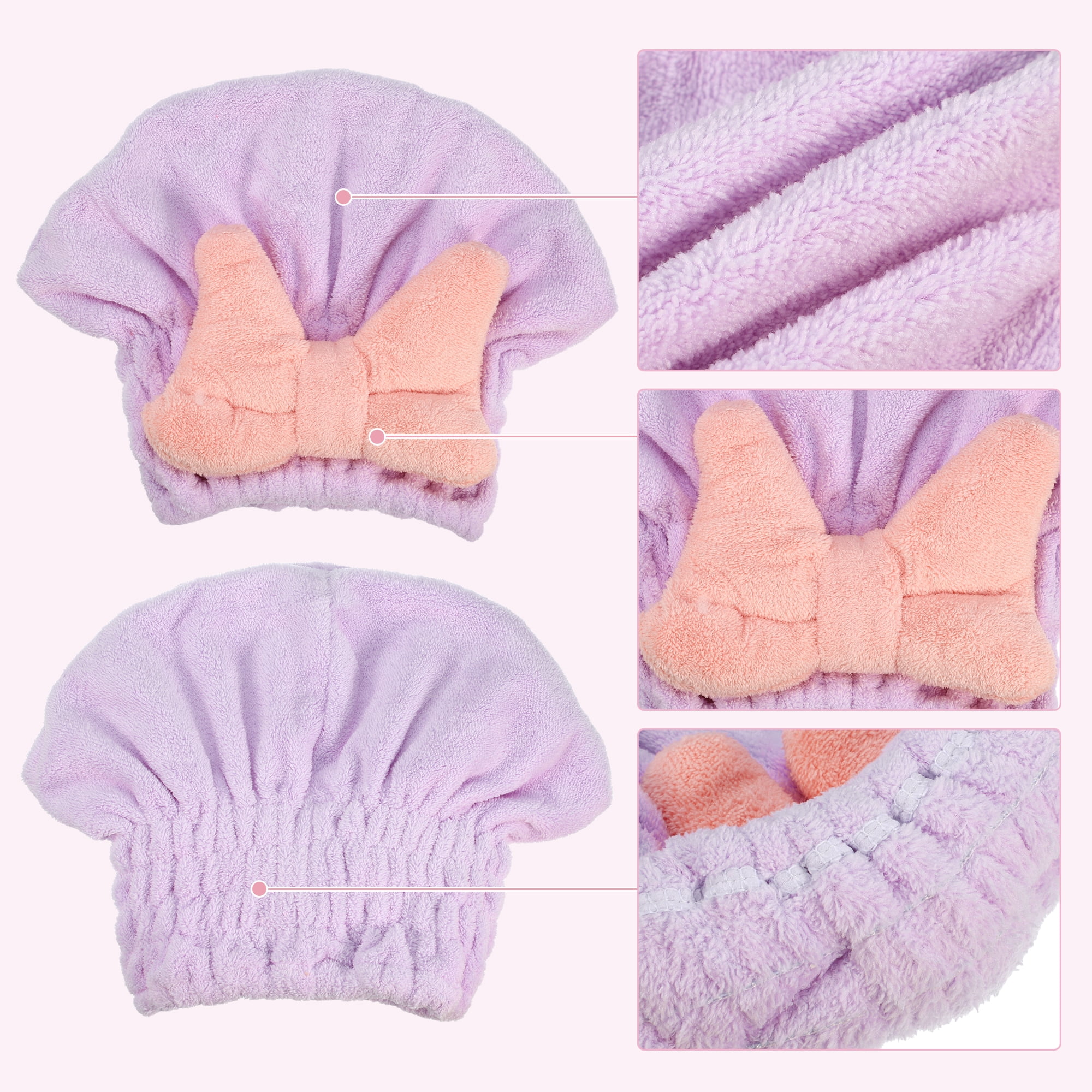 Unique Bargains Coral Fleece Quick Drying Lightweight Hair Drying Towel Cap Purple