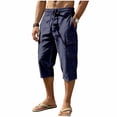 thumbnail image 2 of HOMADLES Men's Capri Cargo Pants Loose Fit Elastic Waist Breathable Workout Pants Outdoor Hiking Running Pants Navy Size 2XL, 2 of 10