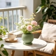 thumbnail image 2 of DefiDgd Ceramic Striped Round Planter With Drainage Tray,Minimalist Style Flower Pot for Succulent Plants Bouquet Floral Desktop Home Office Balcony Indoor Outdoor Garden Decor(Light Green), 2 of 6