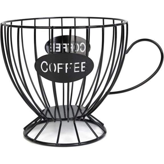 Coffee Pod Holder,Large K Cup & Capsule Storage Organizer, Tea Cup Coffee Capsule Basket, Metal Coffee Bar Organizer for Kcup Kitchen Dinning Room Office Home Cafe Hotel (Black)