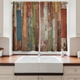 thumbnail image 2 of Ambesonne Rustic Kitchen Curtains, Grunge Style Planks Design, 55"x39", Multicolor, 2 of 3