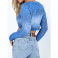 thumbnail image 5 of ZAXARRA Women Fitted Crop Tops Gradient Long Sleeve Knit Spring Fall Shirt Casual Pullovers for Club Streetwear Aesthetic Grunge Clothes, 5 of 6