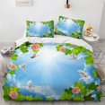 thumbnail image 3 of 2024 Blue Sky White Clouds King Duvet Cover Microfiber Natural Scenery Flowers Bedding Set Animal Bird Comforter Cover For Teen, 3 of 7
