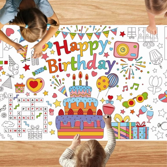Giant Coloring Poster for Classroom Wall - Versatile 31 x 72 Inches Birthday Activity Poster/Table Cover, School Parties, Birthday Party and Special Events Decoration