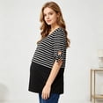 thumbnail image 4 of breaise Womens Nursing Tops Stripe Breastfeeding Shirts Short Sleeve Double Layer Maternity Shirt, 4 of 8