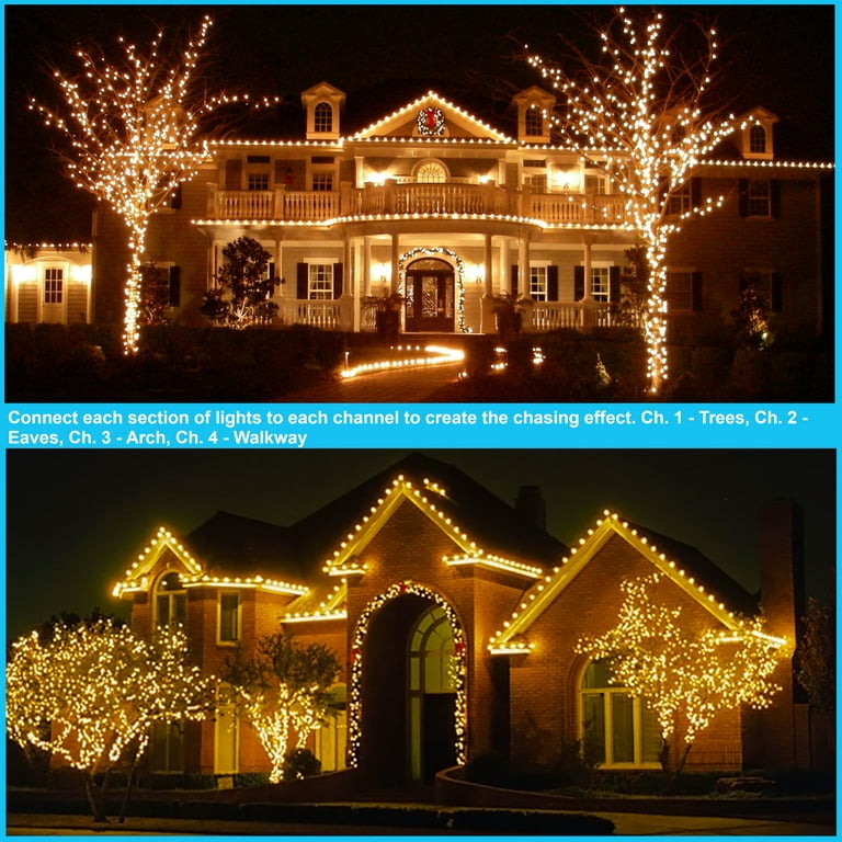 4 Channel Light Controller for Holiday Lights, Christmas Lights, Outdoor  Decorations. Create Dazzling Light Displays with Multiple Functions,  Chasing, Twinkle, Shooting Star, Stacking, Sparkle etc. 