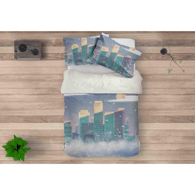 3D City Building Quilt Cover Set Bedding Set Pillowcases 52
