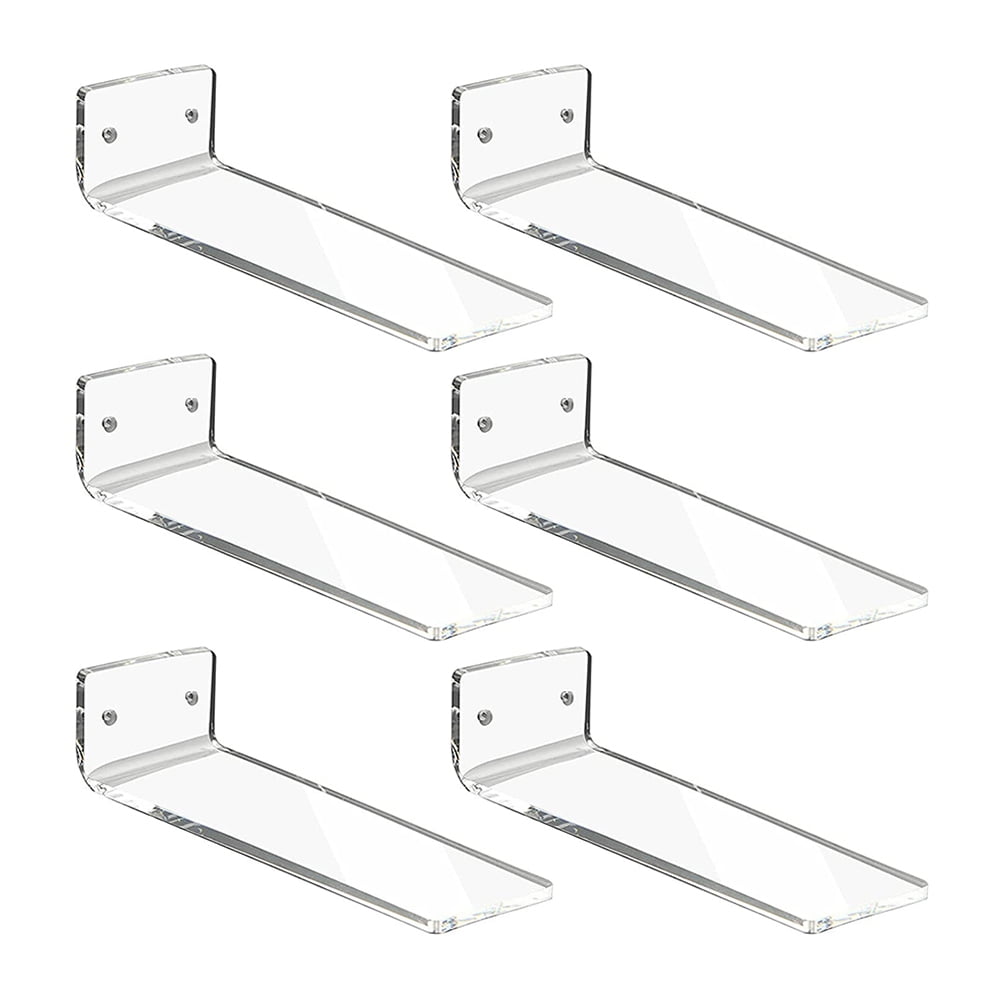 HOMEMAXS 6pcs Floating Shoe Shelves Clear Shoe Racks Acrylic Display