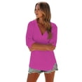 thumbnail image 4 of Women's Beach Cover Up，Hoodies Sweatshirt Long Sleeve V Neck Pocketed Hooded Shirt Top, 4 of 9