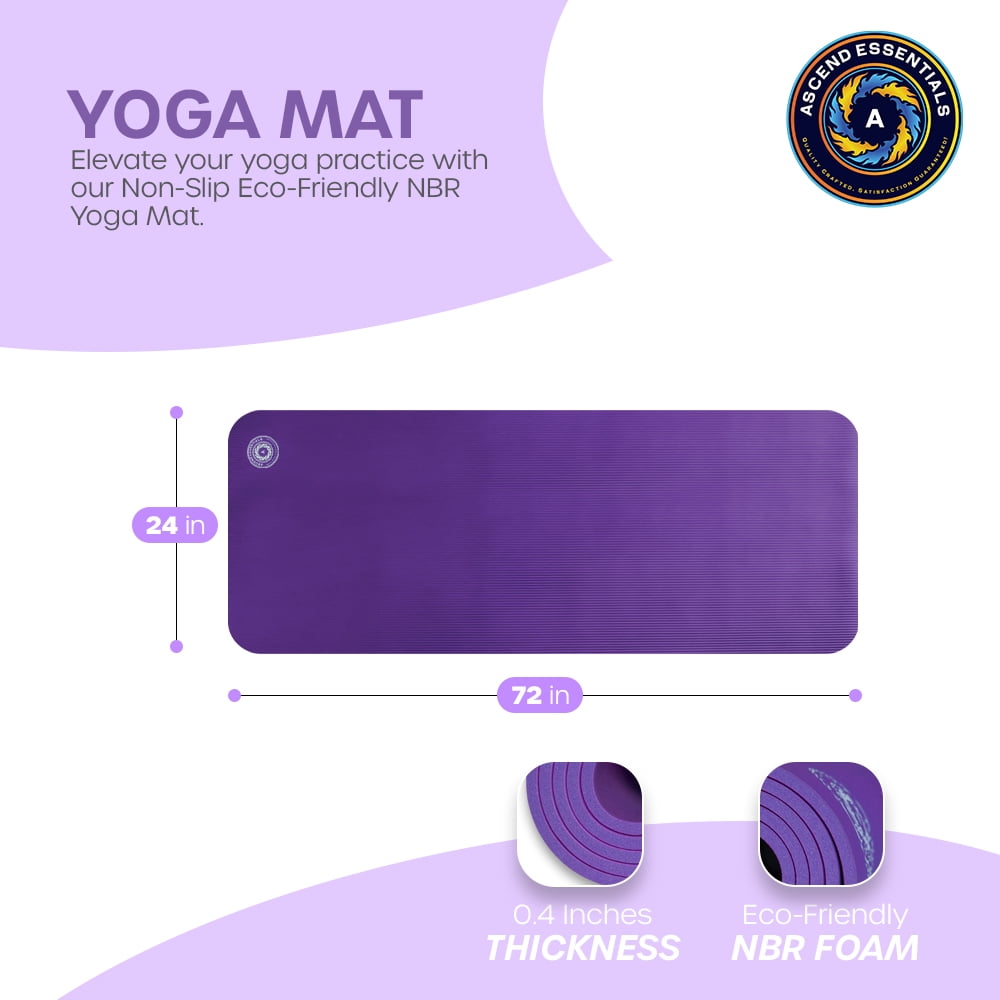 Yoga Mat 10 mm Thickness with Carry Strap | Lightweight and Non slip Yoga Mat