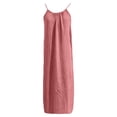 thumbnail image 6 of Venzia Women's Backless Cami Dresses Cami Lounge Dress Backless Solid Color Sleeveless House Dress Long Sundress with Back Tie,Pink,S, 6 of 6