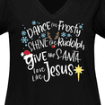 thumbnail image 4 of Inktastic Dance Like Frosty, Shine Like Rudolph, Give Like Santa Women's Plus Size V-Neck T-Shirt, 4 of 5