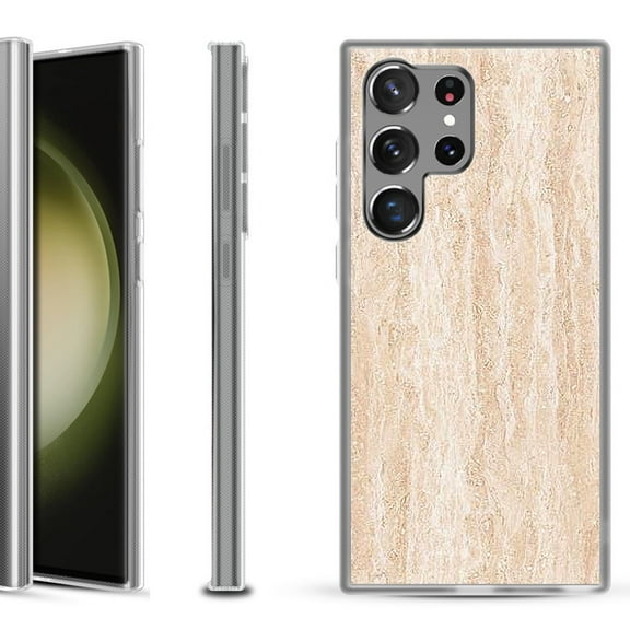 Shockproof Gel Phone Case for Samsung Galaxy S23 Ultra 5G, by OneToughShield ® - Marble/Coffee Tone