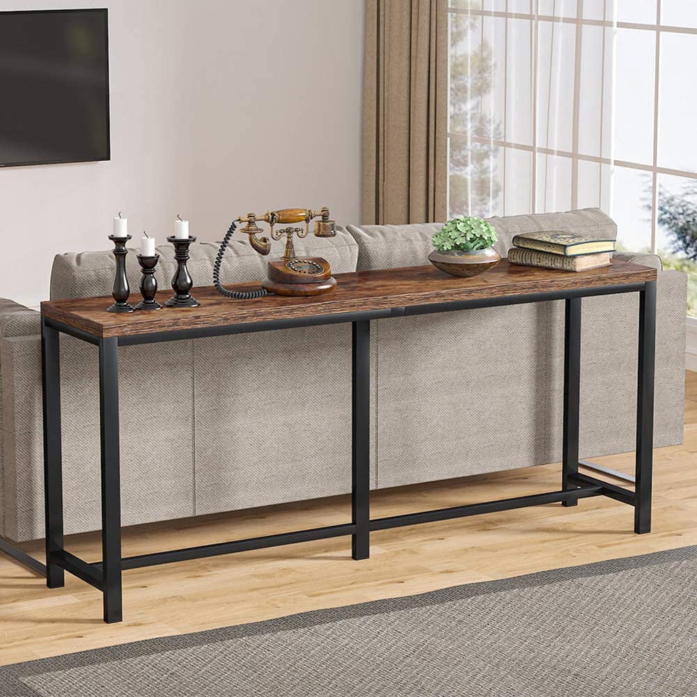 Tribesigns 70.9 inch Extra Long Sofa Table Narrow Console Table Behind Couch Rustic Entryway Table Industrial Skinny Hallway Table for Living Room Brown Walmart