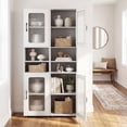 thumbnail image 5 of Costway Bathroom Cabinet, Slim Floor Storage Cabinet with 2 Fluted Doors,4 Rubber Feet White, 5 of 10