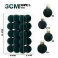 thumbnail image 3 of Eolstice Mini Christmas Ball Ornaments, 30 Pcs 1.18 Inch Flocked Velvet Shatterproof, Ribbed Textured Solid, Hanging Loop, Xmas Tree Holiday Decor, 3 of 8
