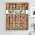 thumbnail image 2 of Kitchen Curtains 36 Inch Short - 3 Panel Set, Rod Pocket Window Curtain, Boho Floral Tribal Style, 100% Polyester for Farmhouse, Kitchen, Cafe, Bedroom, Easy Wash, 2 of 6
