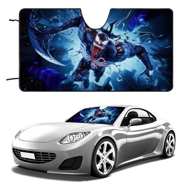 Venom Parasol para Parabrisas Delantero Protector Plegable, Visera Solar para Auto Bloquea Rayos UV Mantiene tu Vehículo Fresco 130cm*70cm