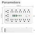 thumbnail image 6 of RONY 5ft Surge Protector Power Strip with 13 AC Outlets and 6 USB Ports for Dorm Office Home Travel, Overload Protection, White, 6 of 9