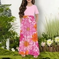 thumbnail image 4 of DecSea Robe Évasée Florale pour Filles Manches Courtes avec Poches, Tenue Décontractée Vacances/quotidien, 4 of 5