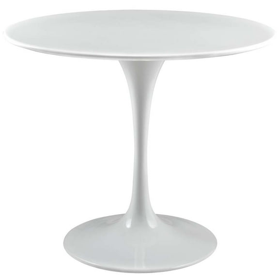 Modway Lippa 36" Round Wood Top Dining Table in White